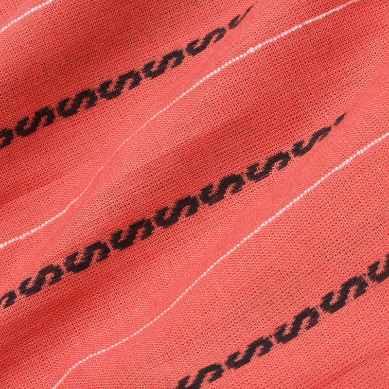 Tomato Red Color Cotton Fabric With Geometric Pattern