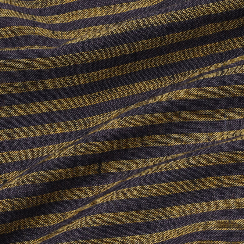 Ink Black Color Cotton Fabric With Striped Pattern