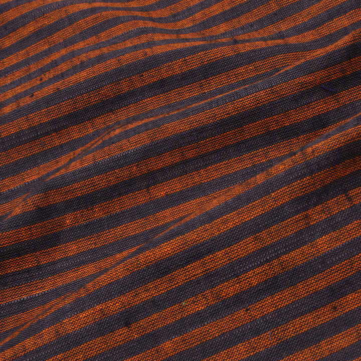 Brick Red Color Cotton Fabric With Striped Pattern