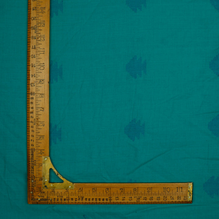 Tiffany Blue Color Cotton Fabric With Motifs