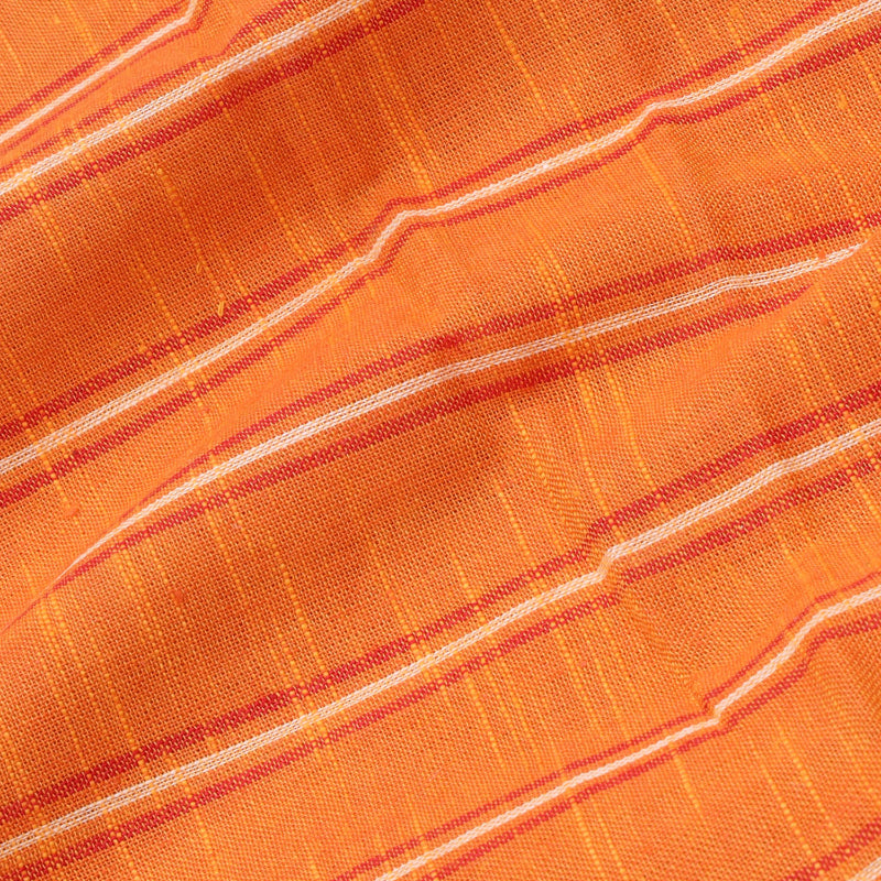 Safety Orange Color Cotton Fabric With Striped Pattern