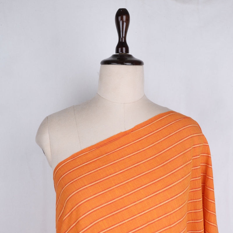 Safety Orange Color Cotton Fabric With Striped Pattern