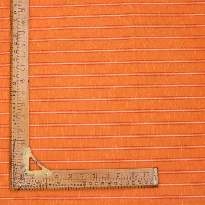 Safety Orange Color Cotton Fabric With Striped Pattern