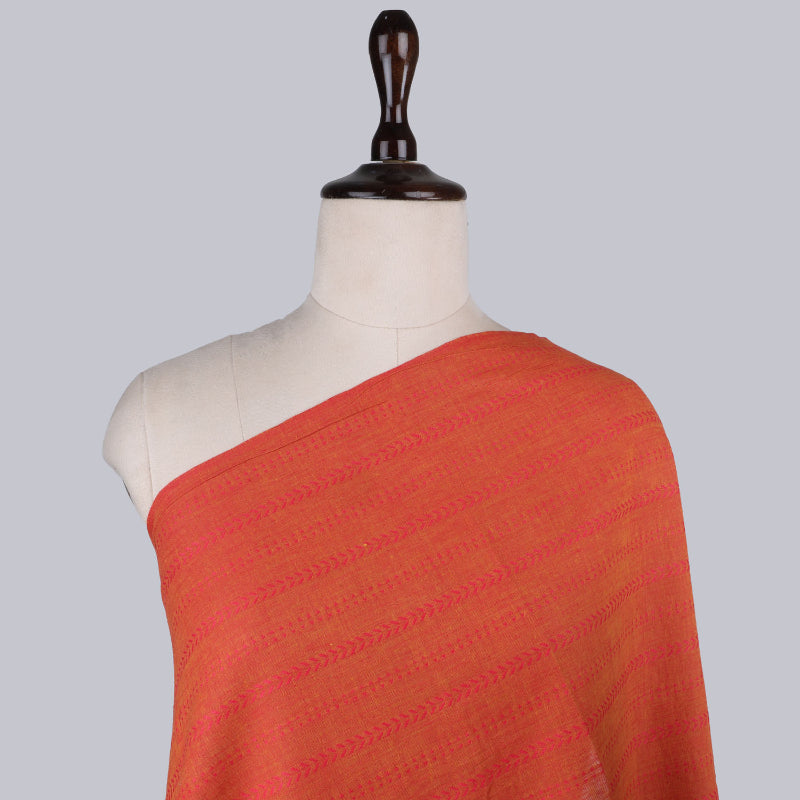 Burnt Orange Color Cotton Fabric With Geometric Pattern