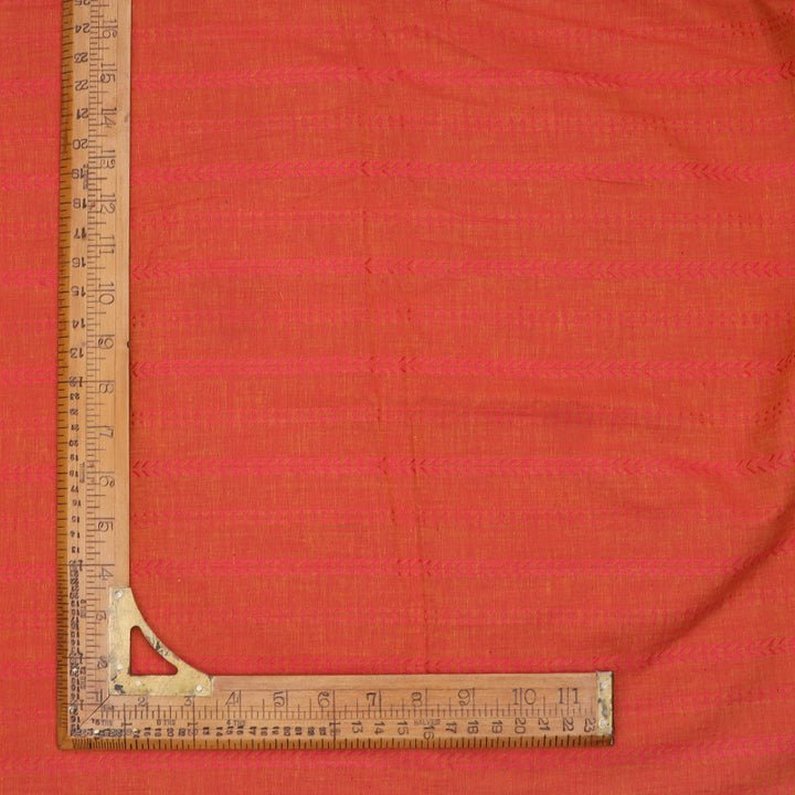 Burnt Orange Color Cotton Fabric With Geometric Pattern