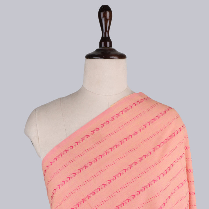 Pink Color Cotton Fabric With Geometric Pattern
