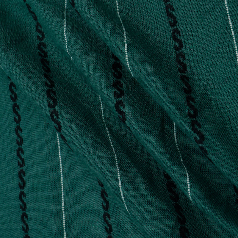 Castleton Green Color Cotton Fabric With Stripes