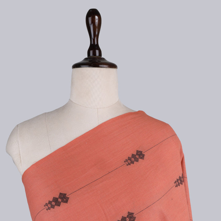 Light Orange Color Cotton Fabric With Geometric Buttas