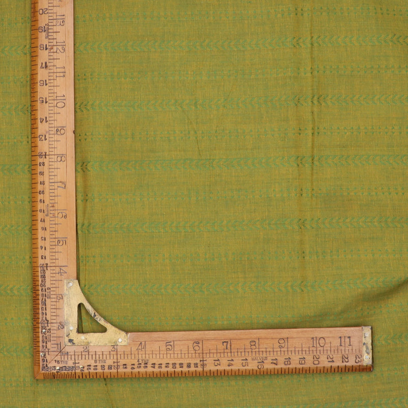 Light Mehendi Green Color Cotton Fabric With Geometric Pattern