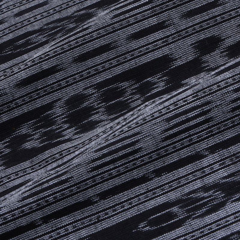 Grey Color Cotton Fabric With Striped Geoemtrical Pattern
