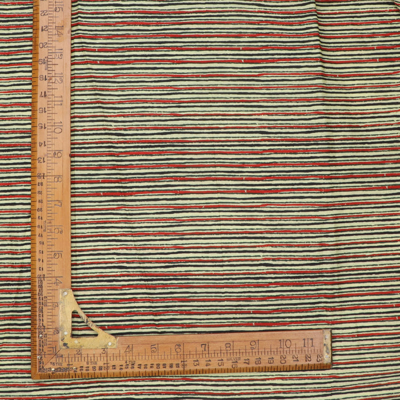 Multicolor Cotton Fabric With Printed Striped Pattern