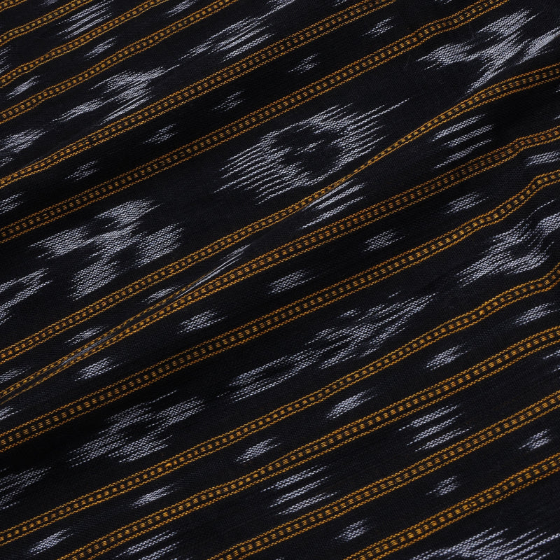 Midnight Black Color Cotton Fabric With Geometric Pattern