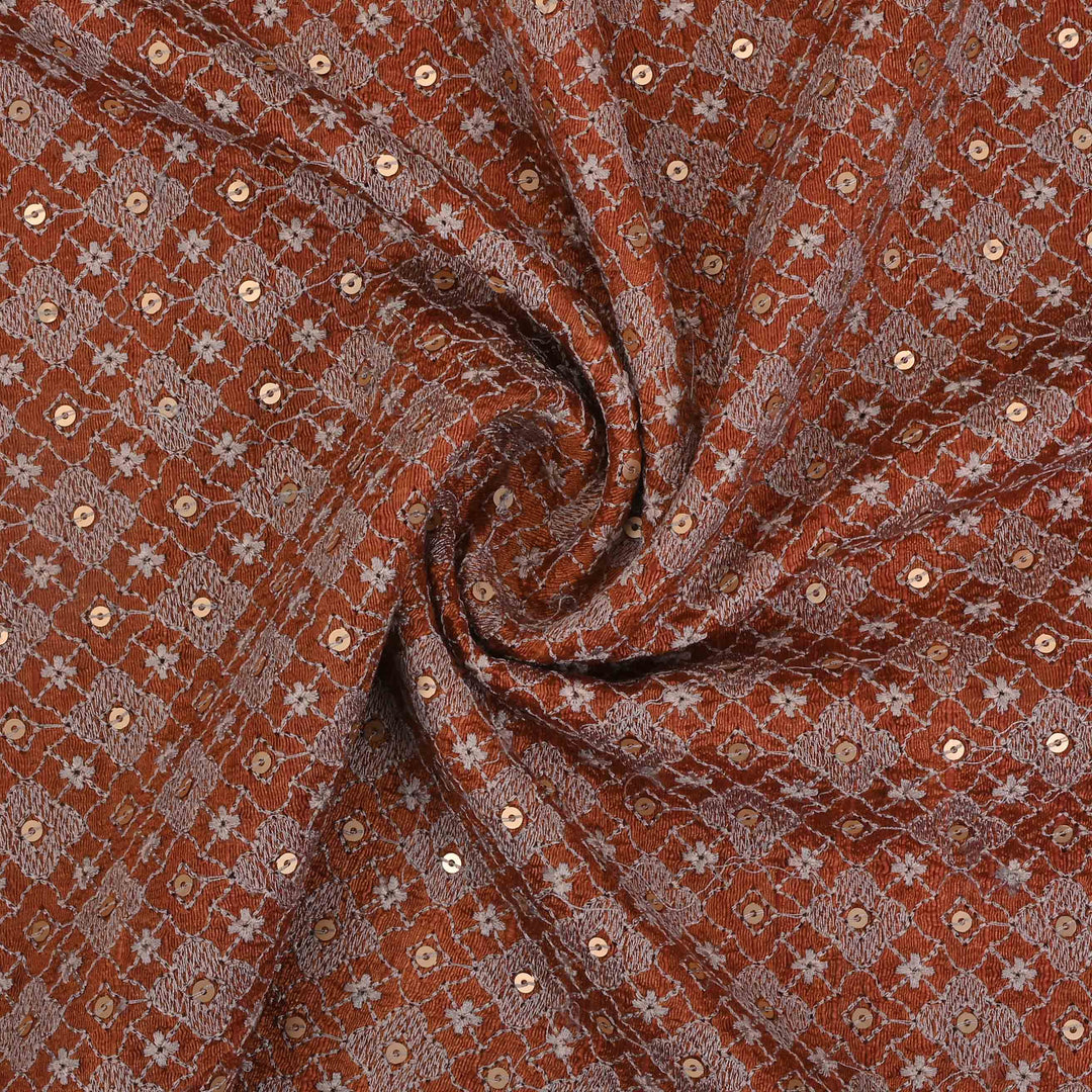 Dark Pastel Red Dupion Embroidery Fabric