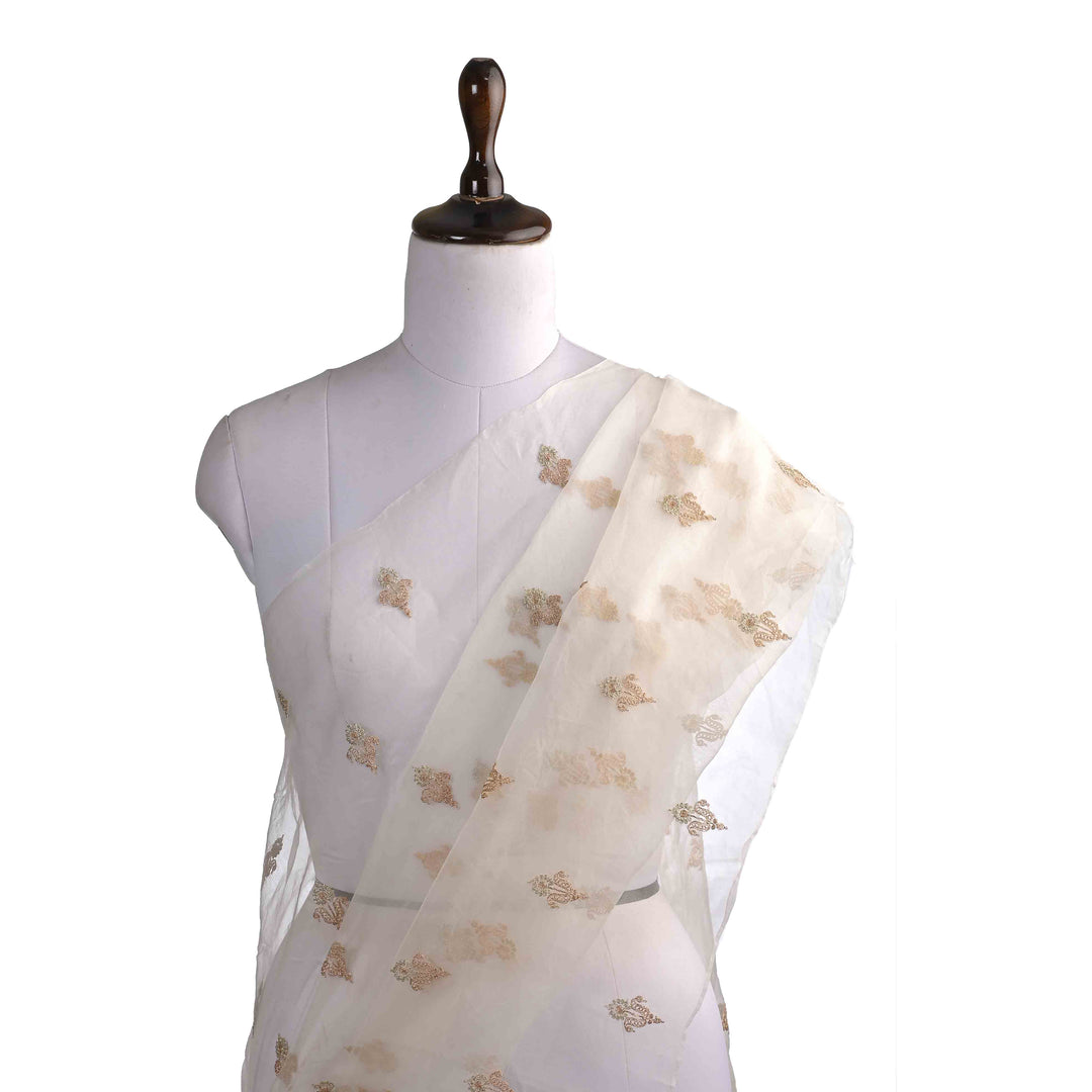 Albescent White Organza Embroidered Fabric