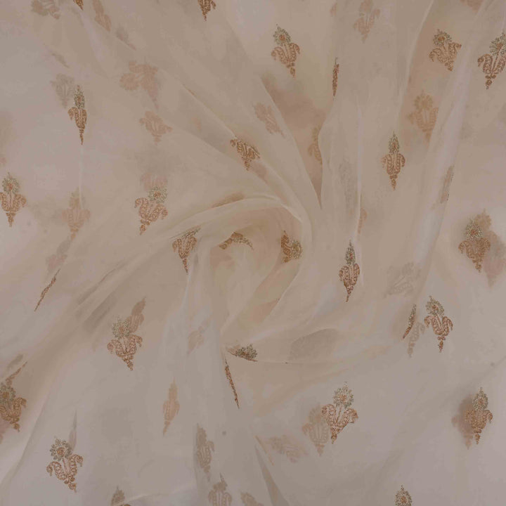 Albescent White Organza Embroidered Fabric
