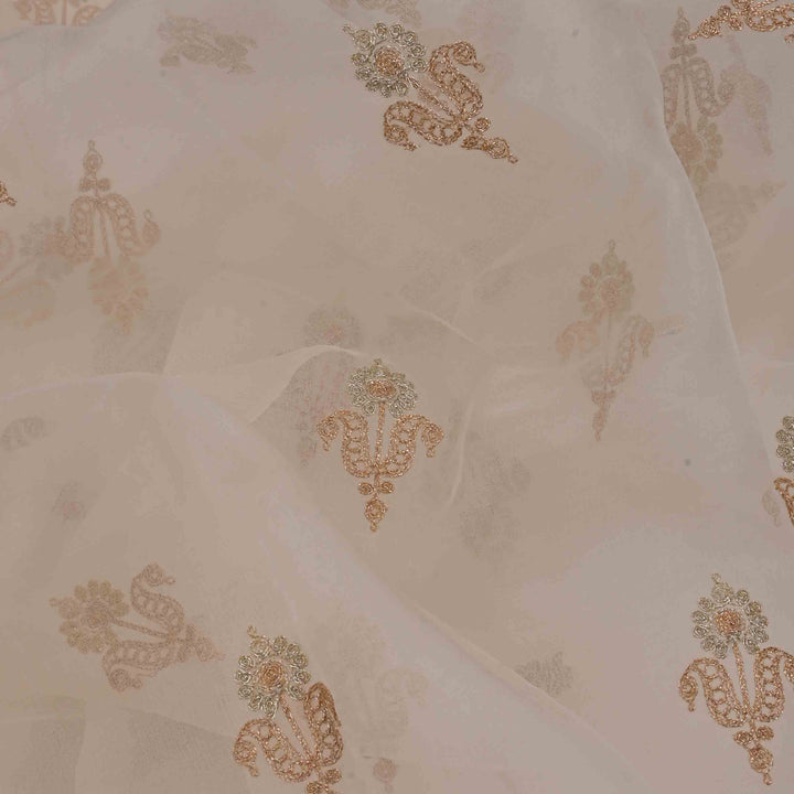 Albescent White Organza Embroidered Fabric