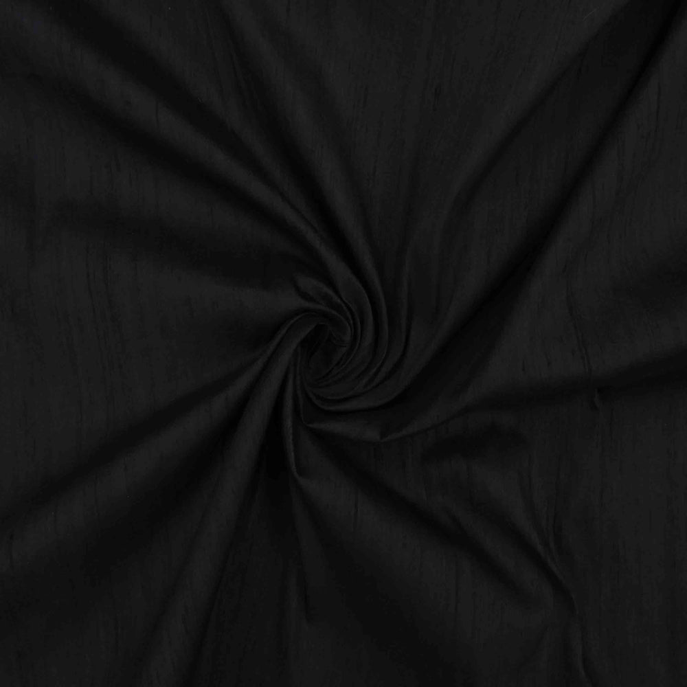 Matte Black Raw Silk Fabric