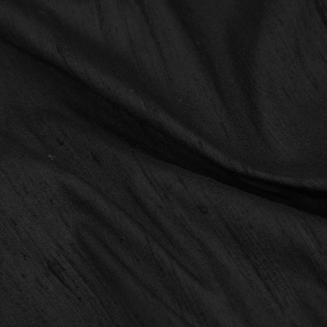 Matte Black Raw Silk Fabric
