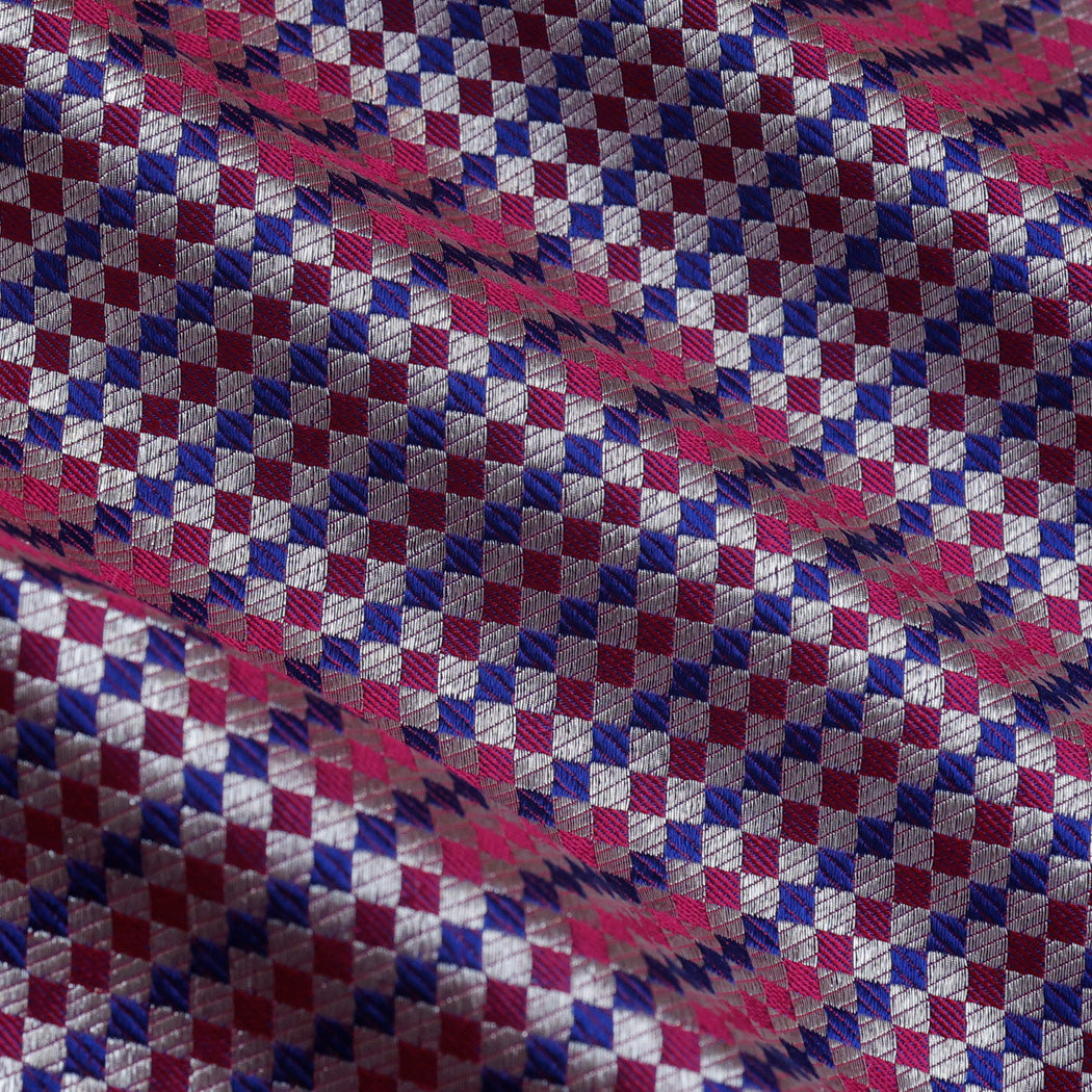 Multicolor Satin Silk Fabric With Intricate Design