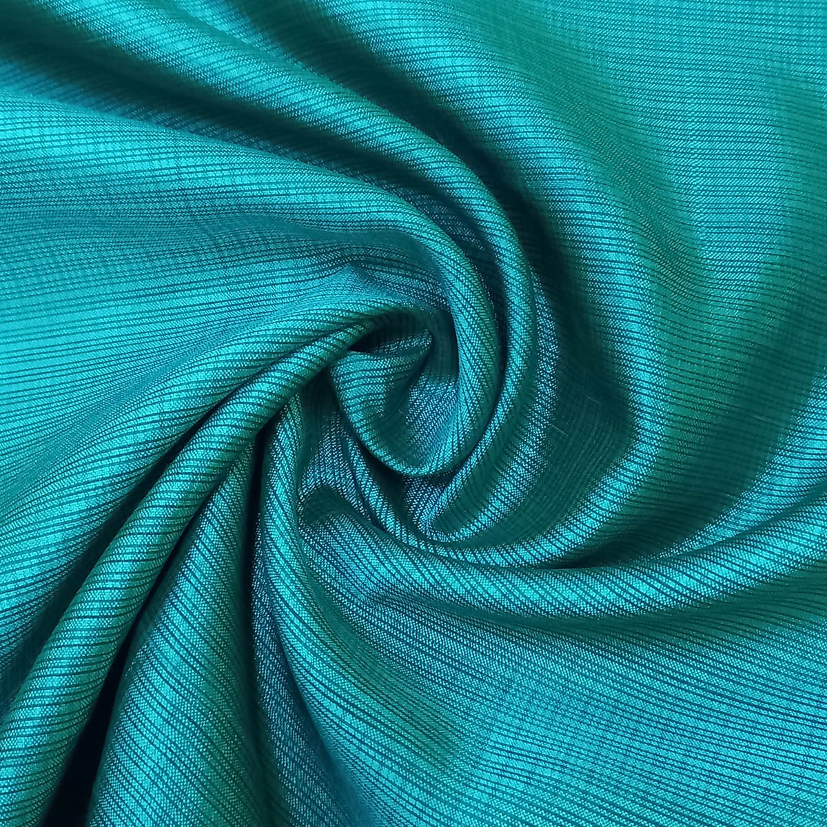 Turquoise Blue Color Silk Fabric With Intricate Checks Pattern