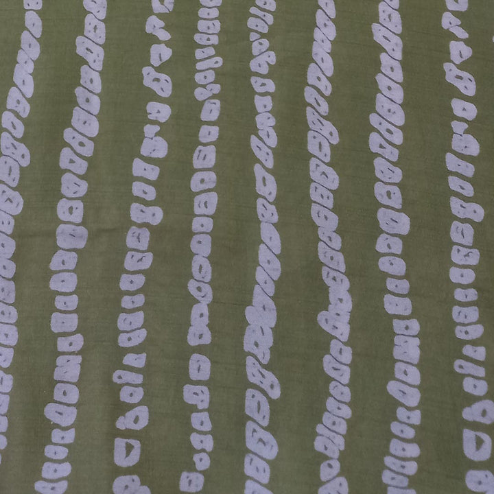 Pale Green Color Silk Fabric With Dots Pattern