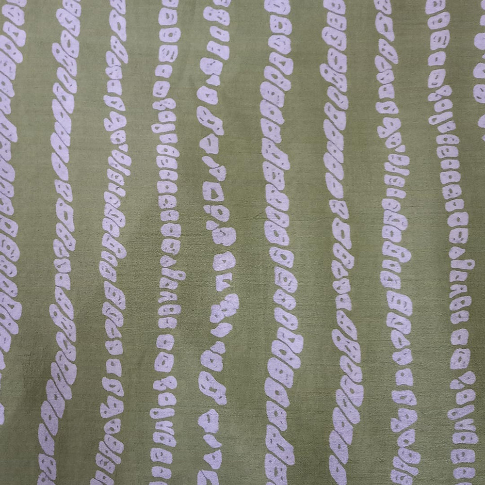 Pale Green Color Silk Fabric With Dots Pattern