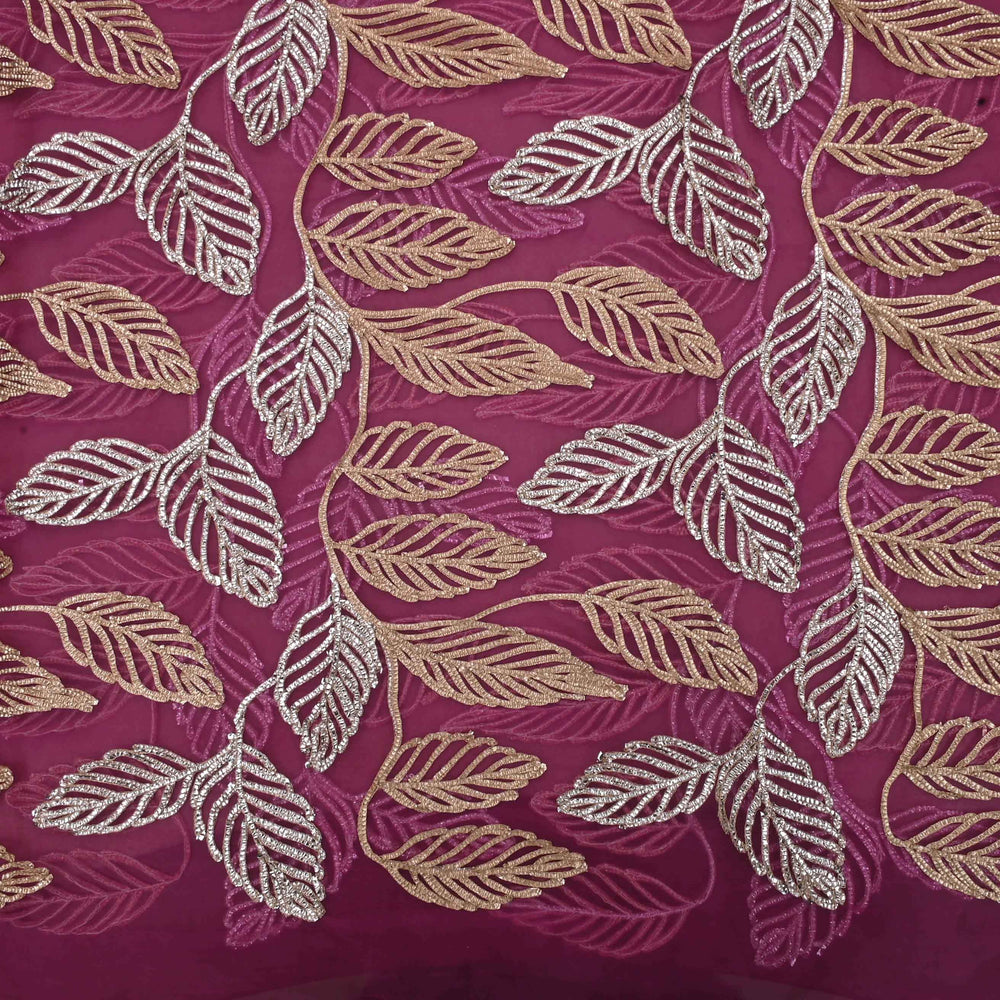 Fandango Purple Gota Patti Embroidery Organza Fabric