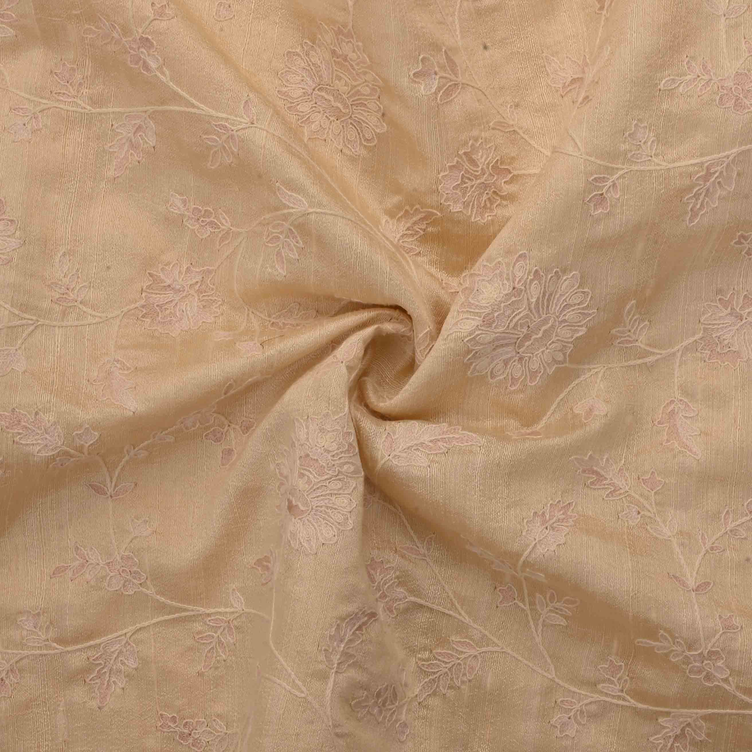 Beige Dupion Embroidery Fabric