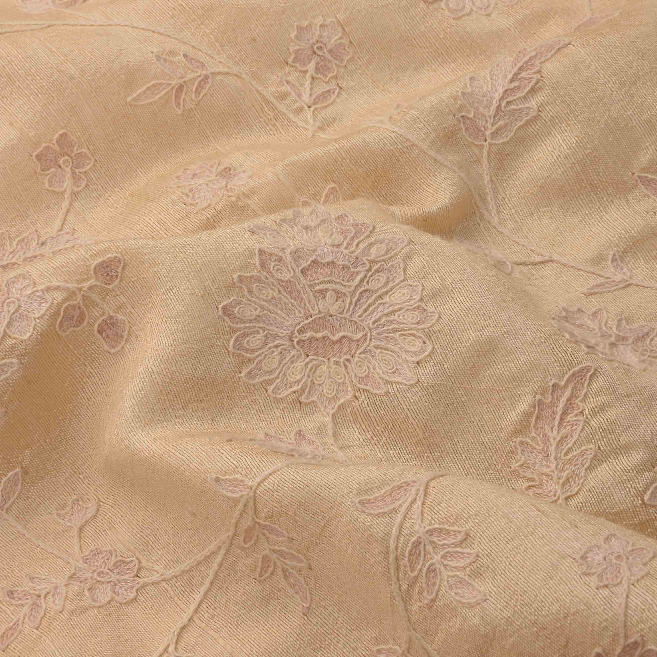 Beige Dupion Embroidery Fabric