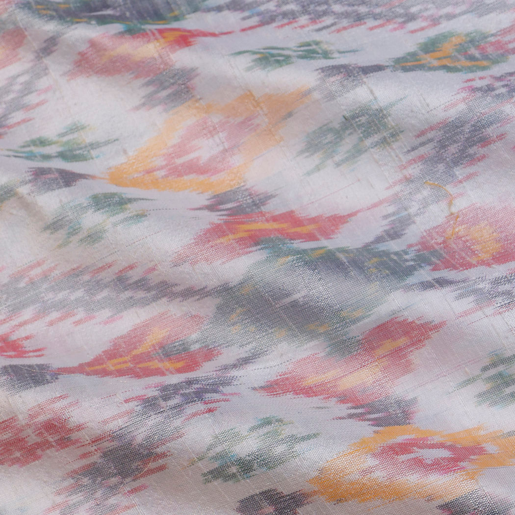 Cloud White Color Dupioni Silk Fabric With Interesting Pattern