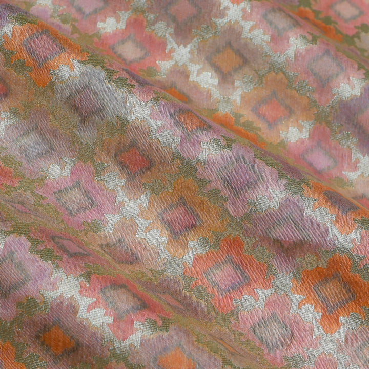 Multi Color Silk Fabric With Intricate Pattern