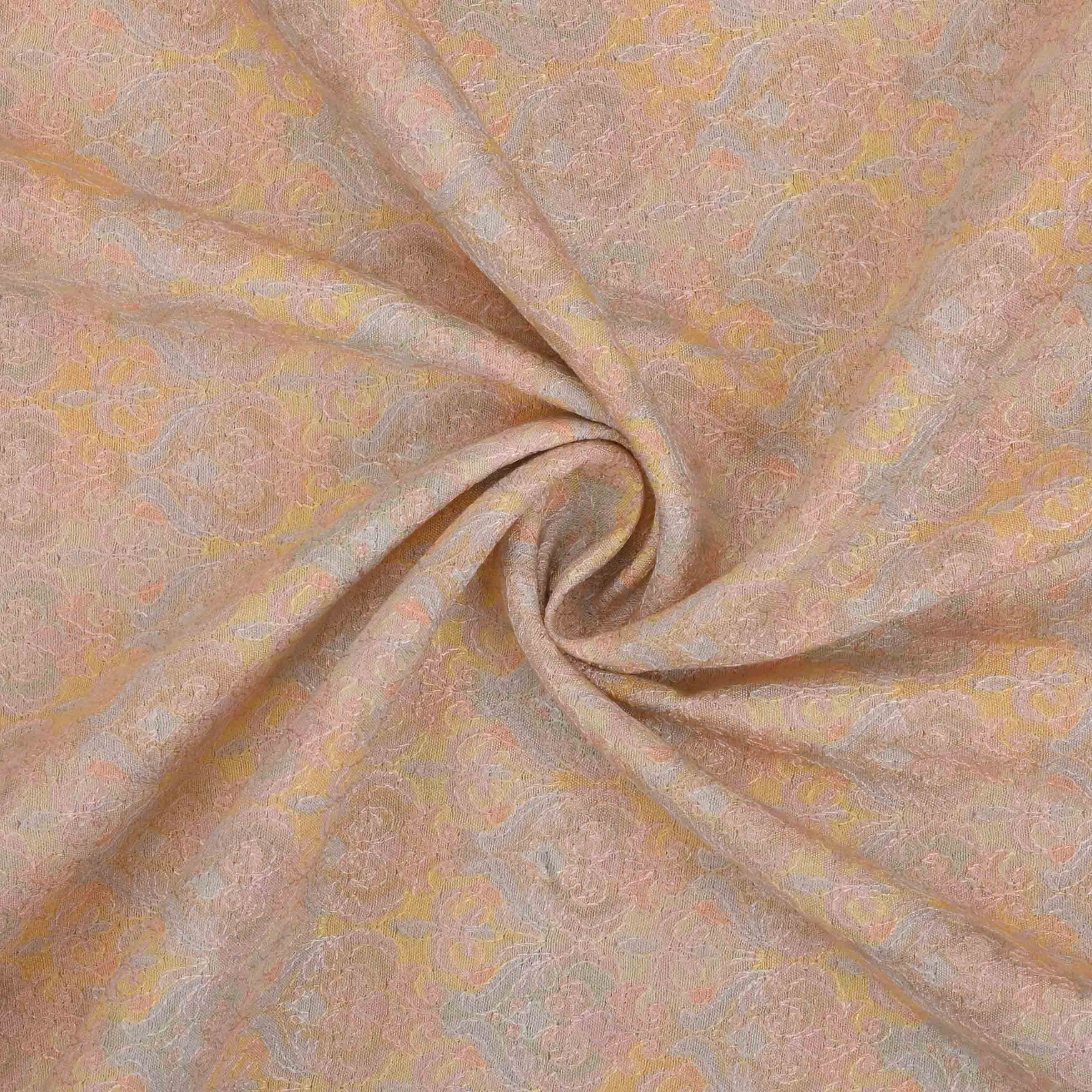 Chic Peach Chanderi Embroidery Fabric