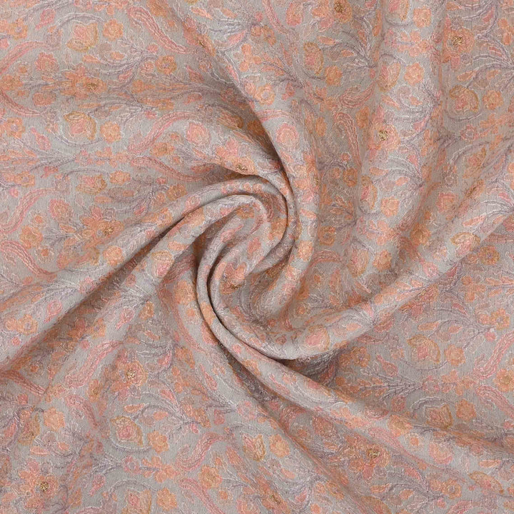 Abalone Grey Chanderi Embroidery Fabric