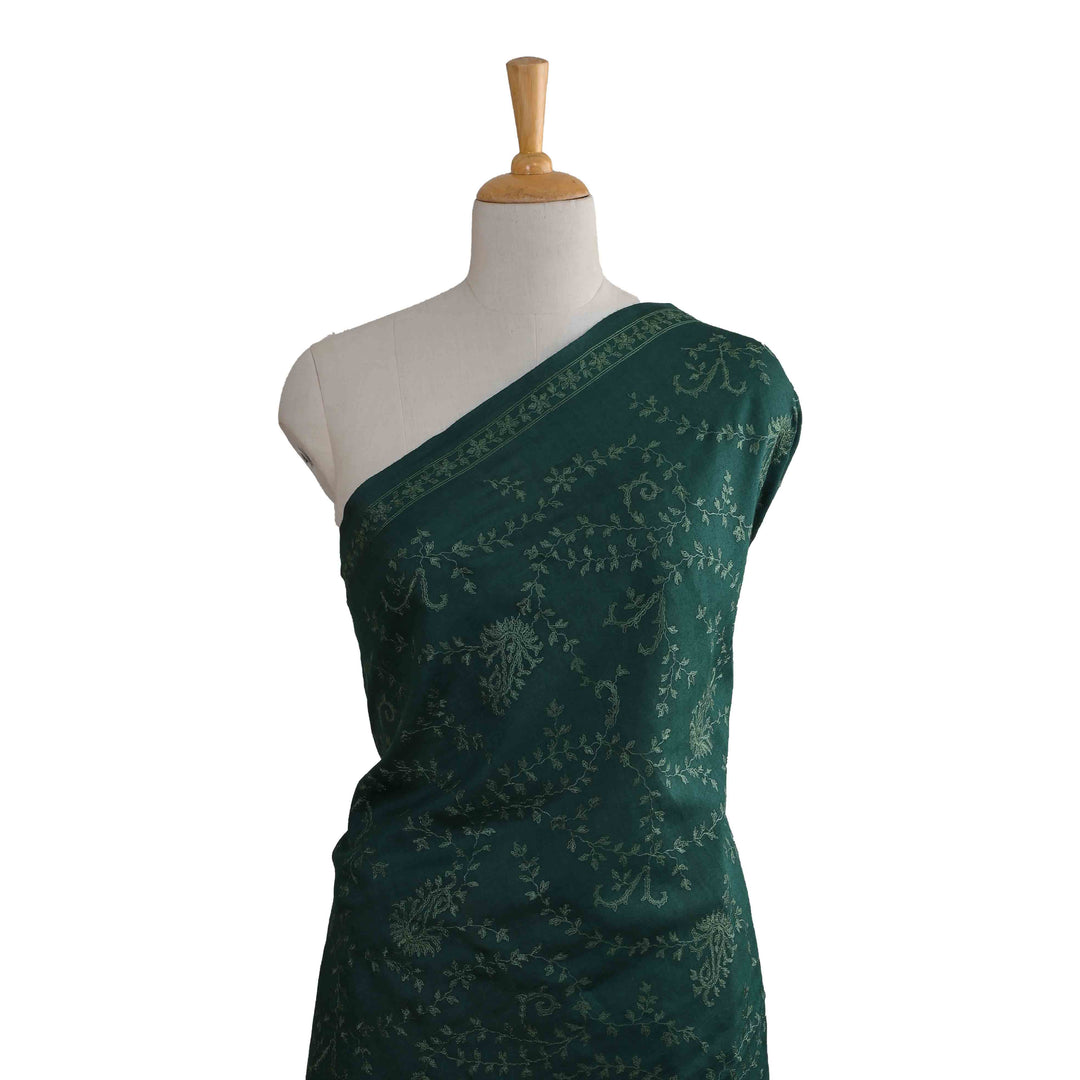 Deep Myrtle Green Moonga Embroidery Fabric