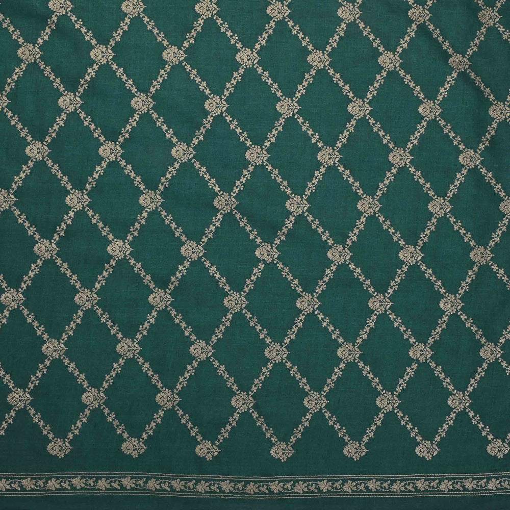 Deep Jungle Green Moonga Embroidery Fabric