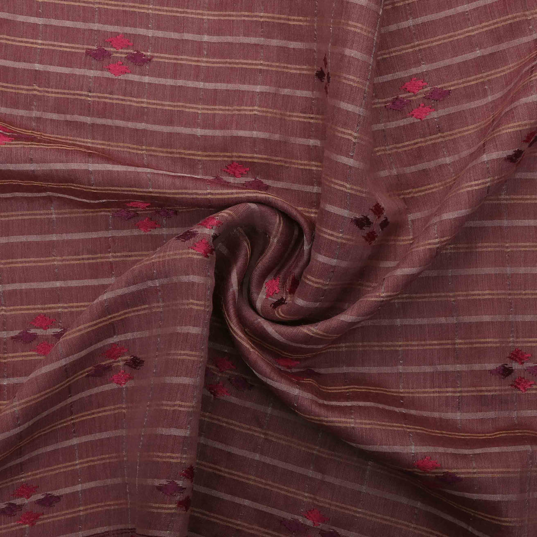 Rosewood Pink Chanderi Embroidery Fabric