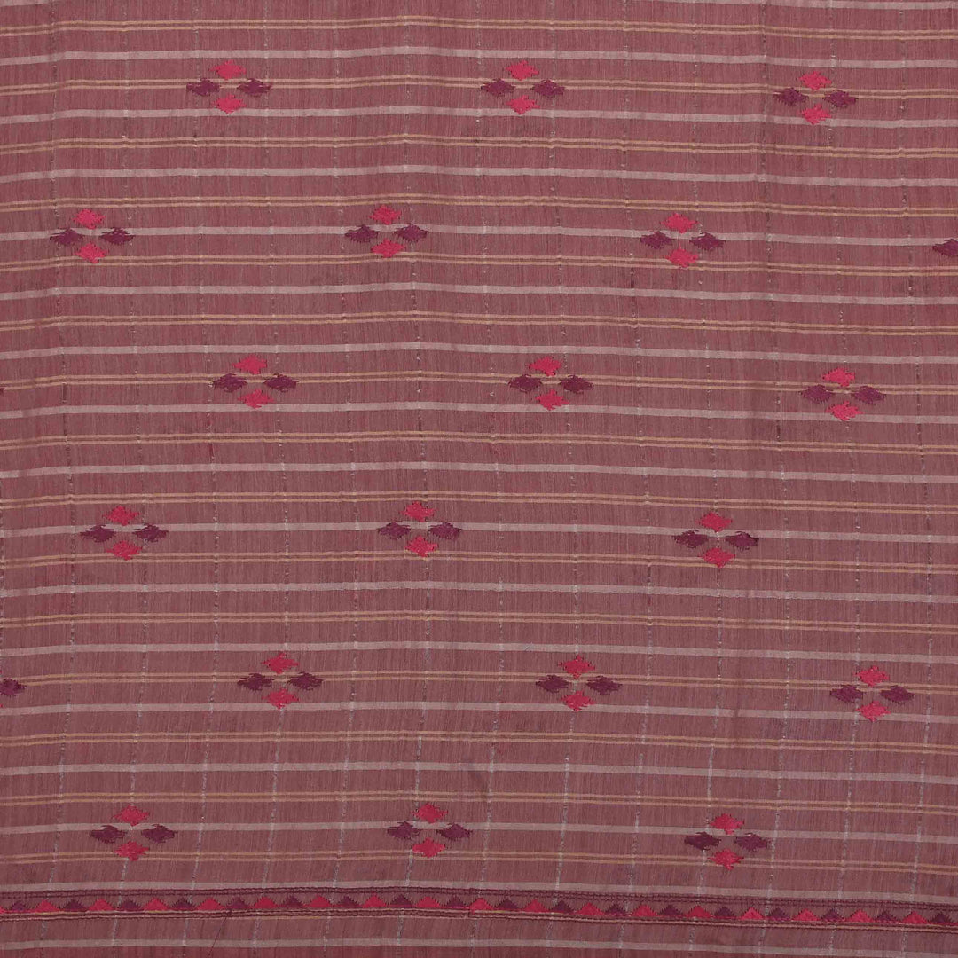 Rosewood Pink Chanderi Embroidery Fabric