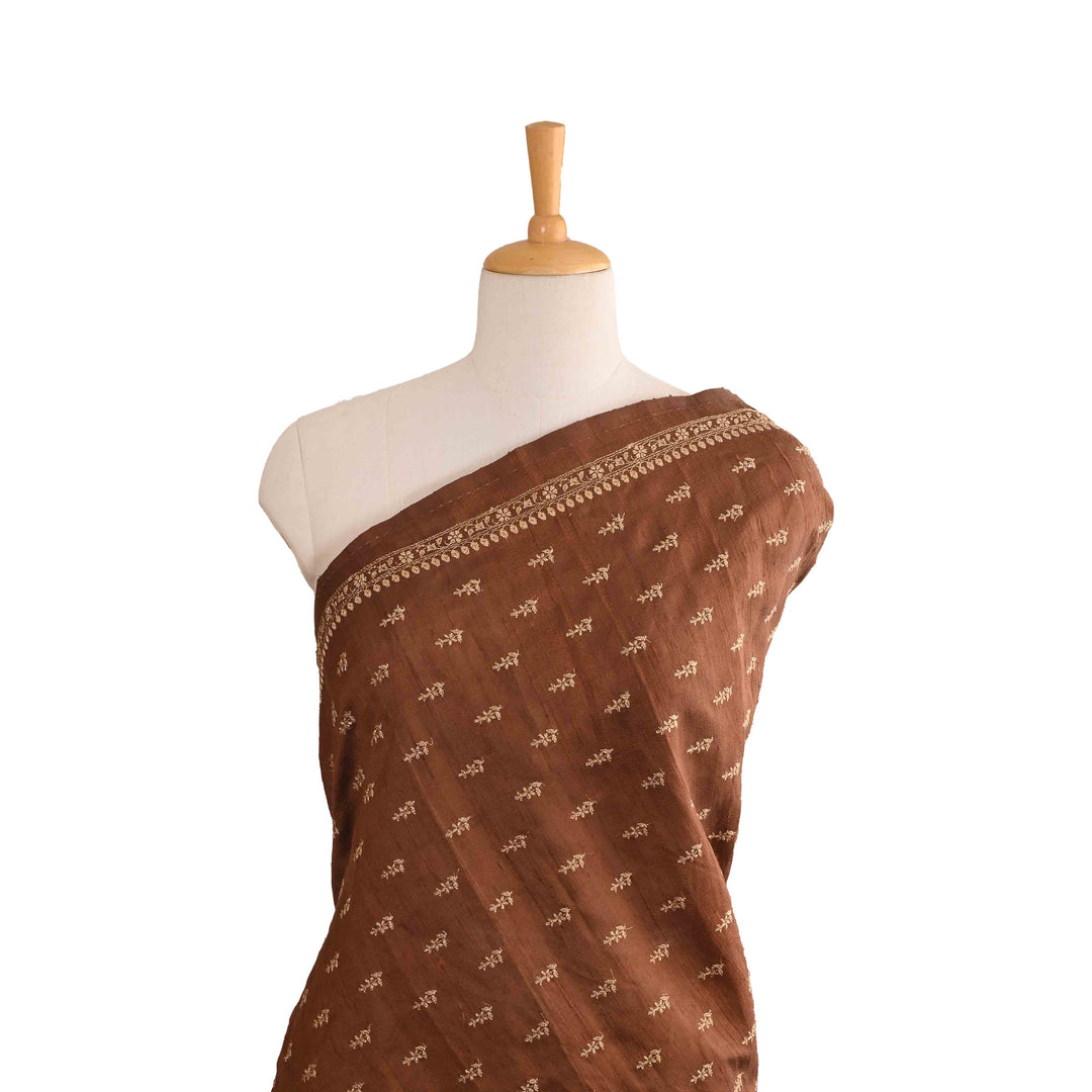 Rust Brown Dupion Embroidery Fabric