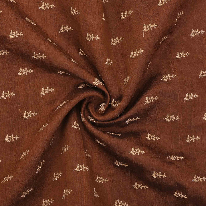 Rust Brown Dupion Embroidery Fabric