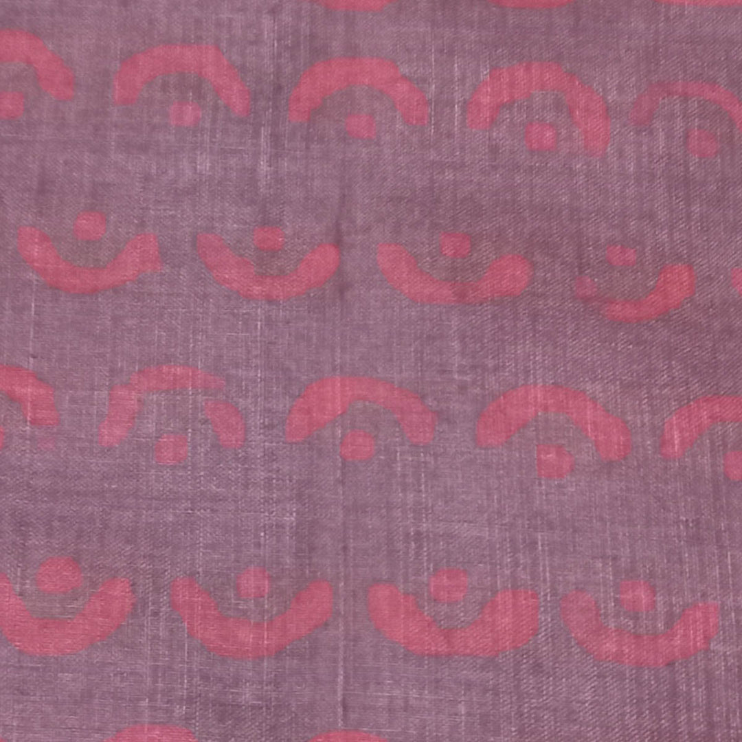 Earthy Mauve Color Silk Fabric With Chandrabindu Motifs