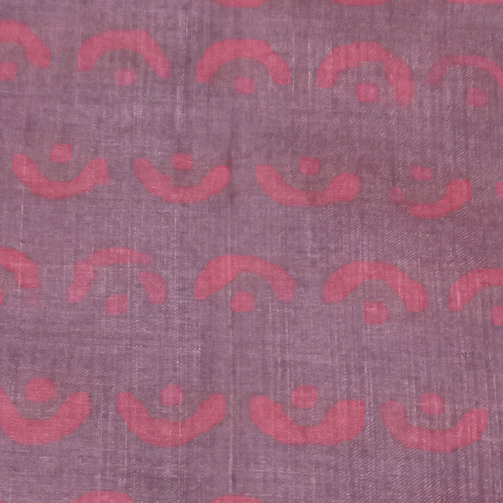 Earthy Mauve Color Silk Fabric With Chandrabindu Motifs