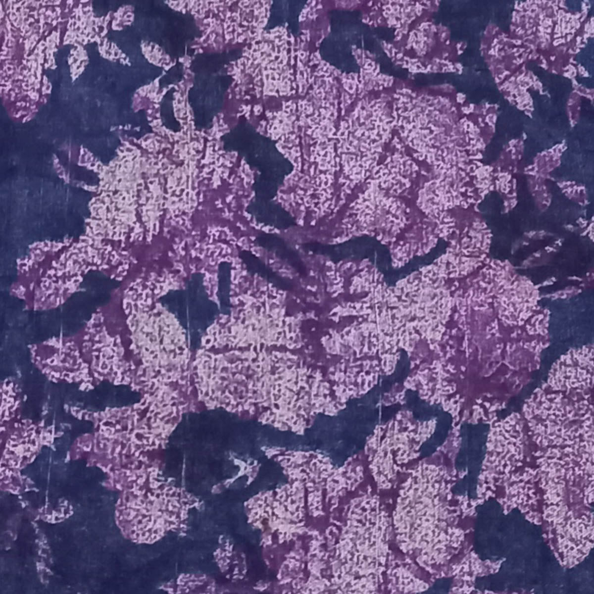 Dark Blue Color Silk Fabric With Printed Floral Motifs