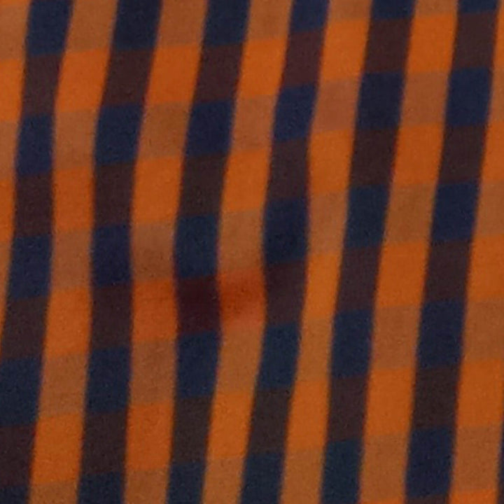 Orange Color Silk Fabric With Stripes Pattern In Black
