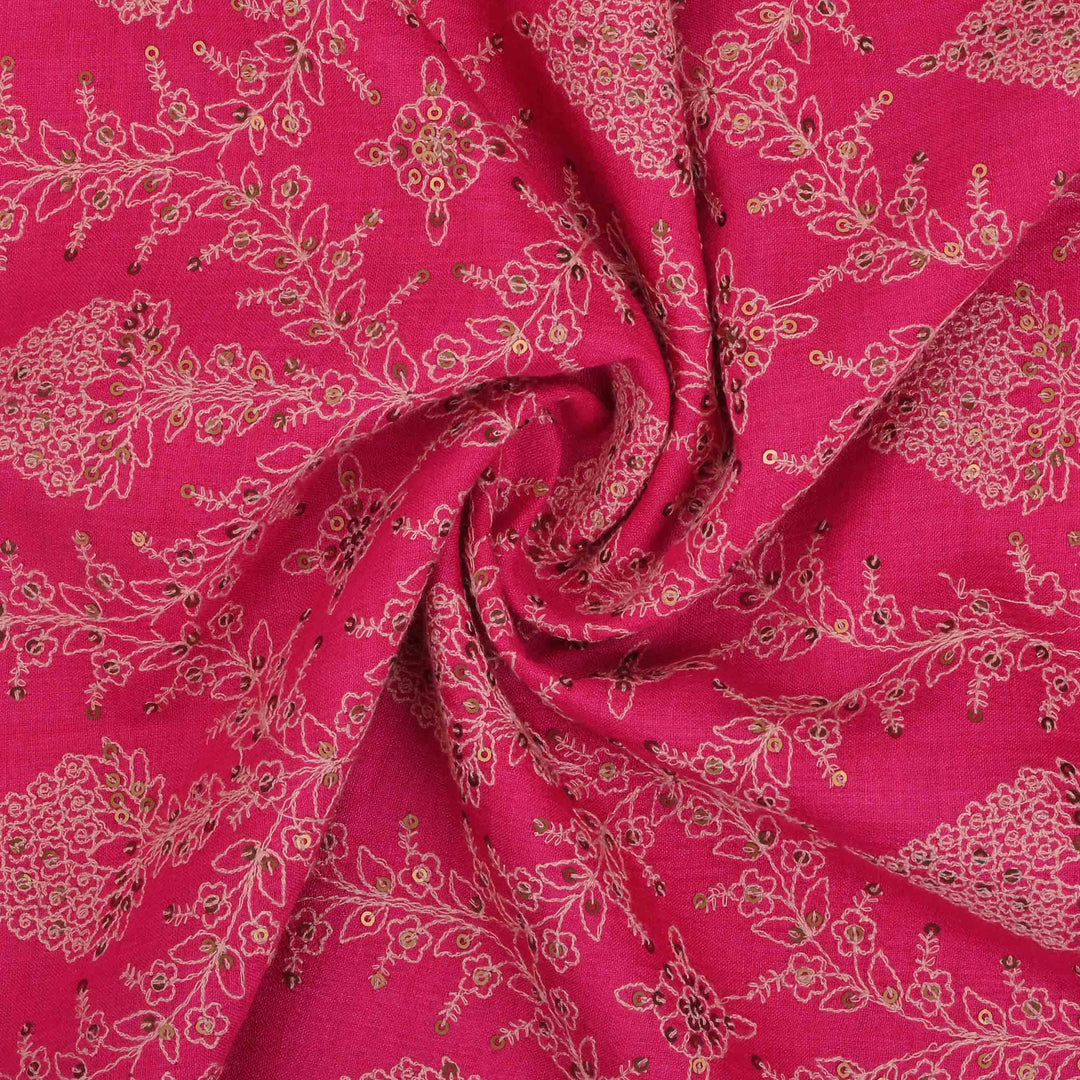 Ruby Pink Moonga Embroidery Fabric