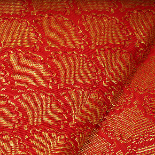 Venetian Red Kanjivaram Silk Handloom Fabric With Contrast Border