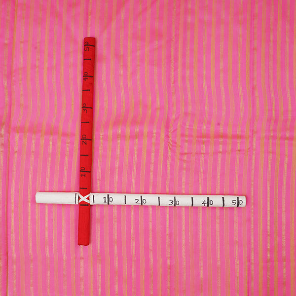 Tickle Me Pink Zari Stripes Organza Silk Fabric