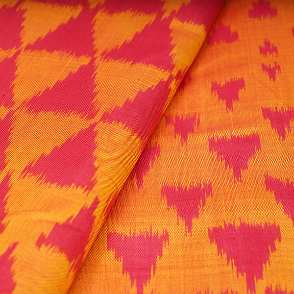 Tahiti Gold Color Ikat Silk Geometric Pattern Handloom Fabric