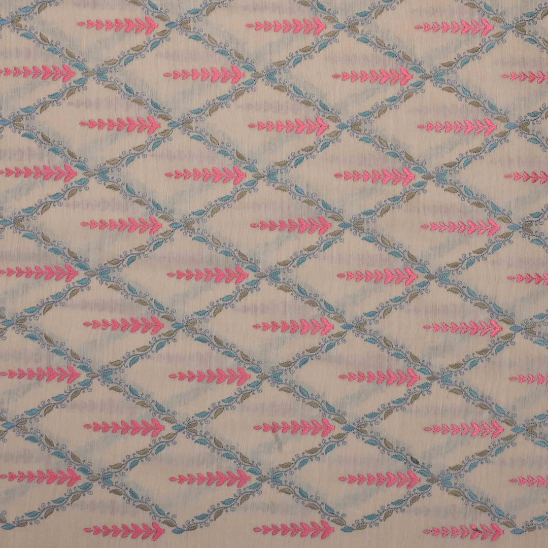 Champagne Pink Moonga Embroidery Fabric