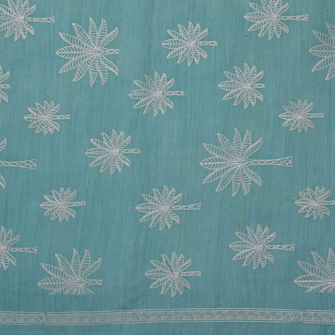 Powder Blue Moonga Embroidery Fabric
