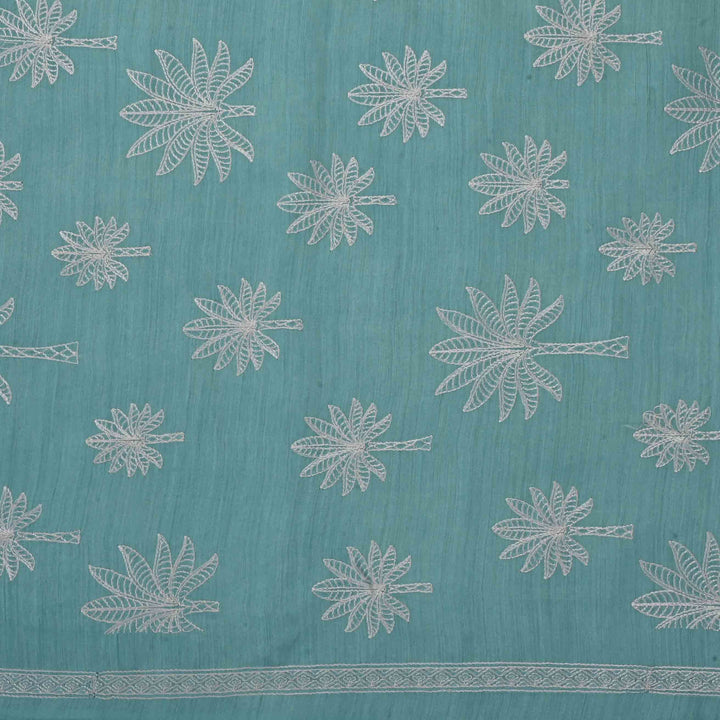 Powder Blue Moonga Embroidery Fabric